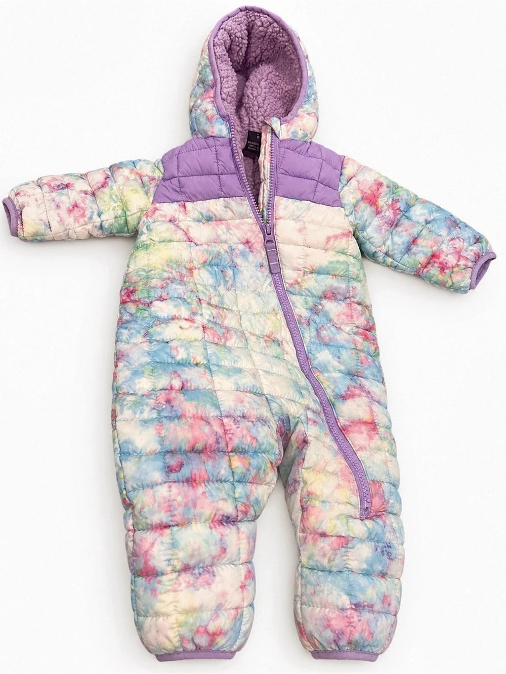 Snozu Pastel Tie-Dye Quilted Hooded Snowsuit Baby 3/6M